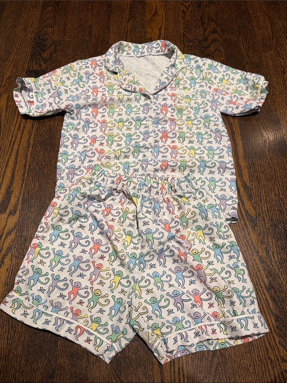 Kids Multicolor rainbow Monkey Print Pajama Set